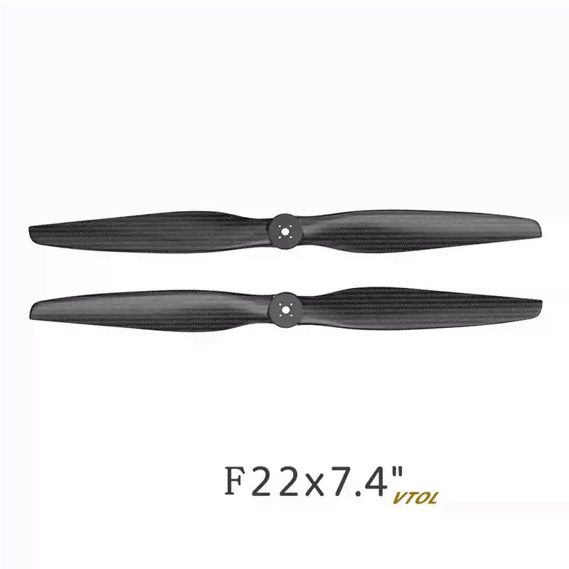 Multi rotor unmanned aerial vehicle with a diameter of 18-40 inches, suspended carbon fiber propeller